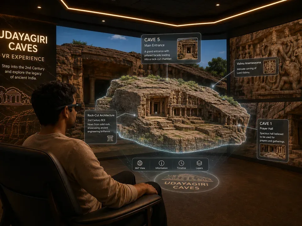 Visitors seated for the Khandagiri and Udayagiri VR show